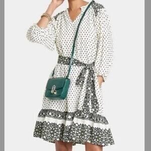 Knox Rose Boho Peasant Dress Ivory Black Feminine Size M Ruffle Cottagecore